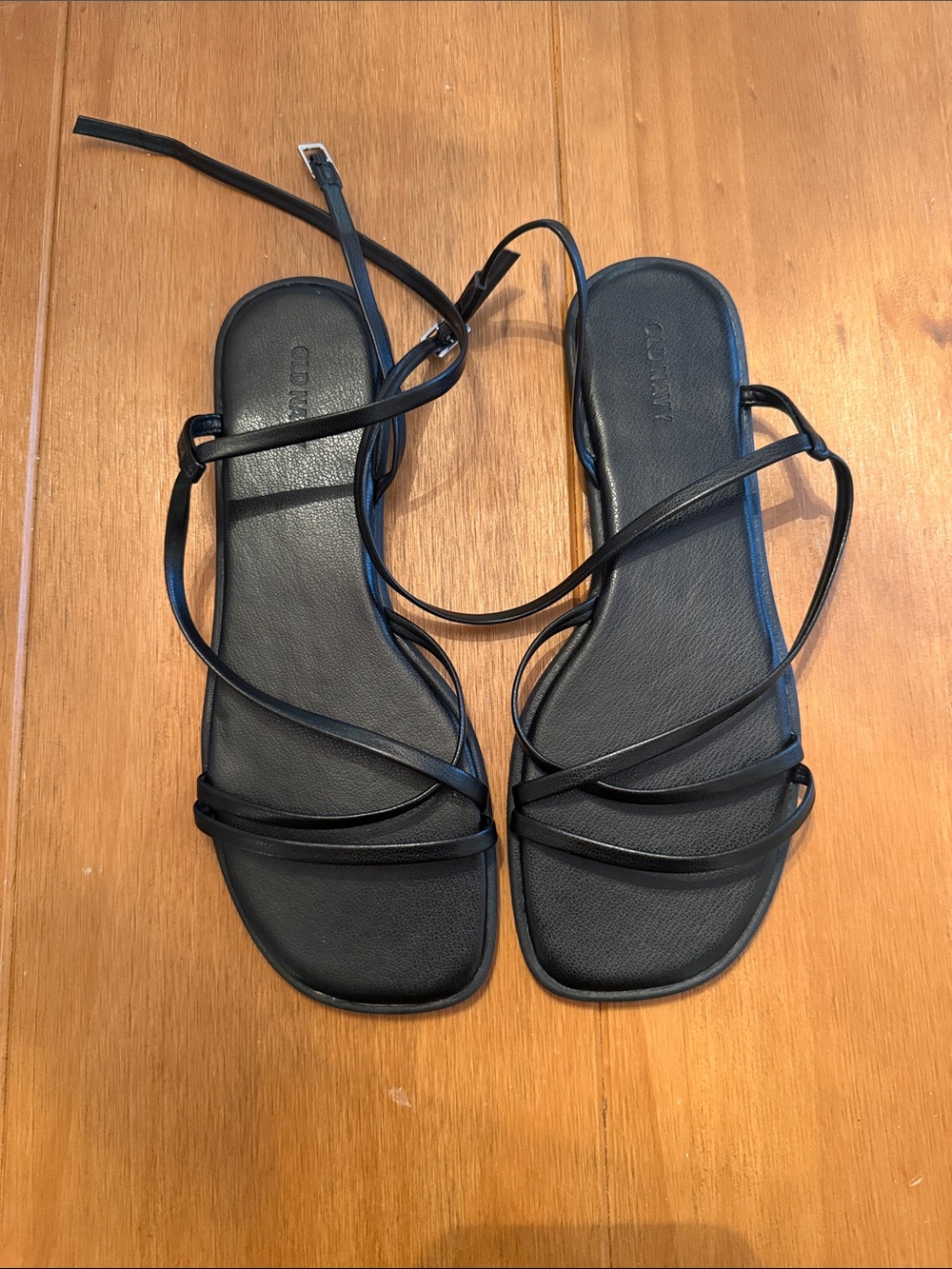 Black Strappy Faux Leather Sandals